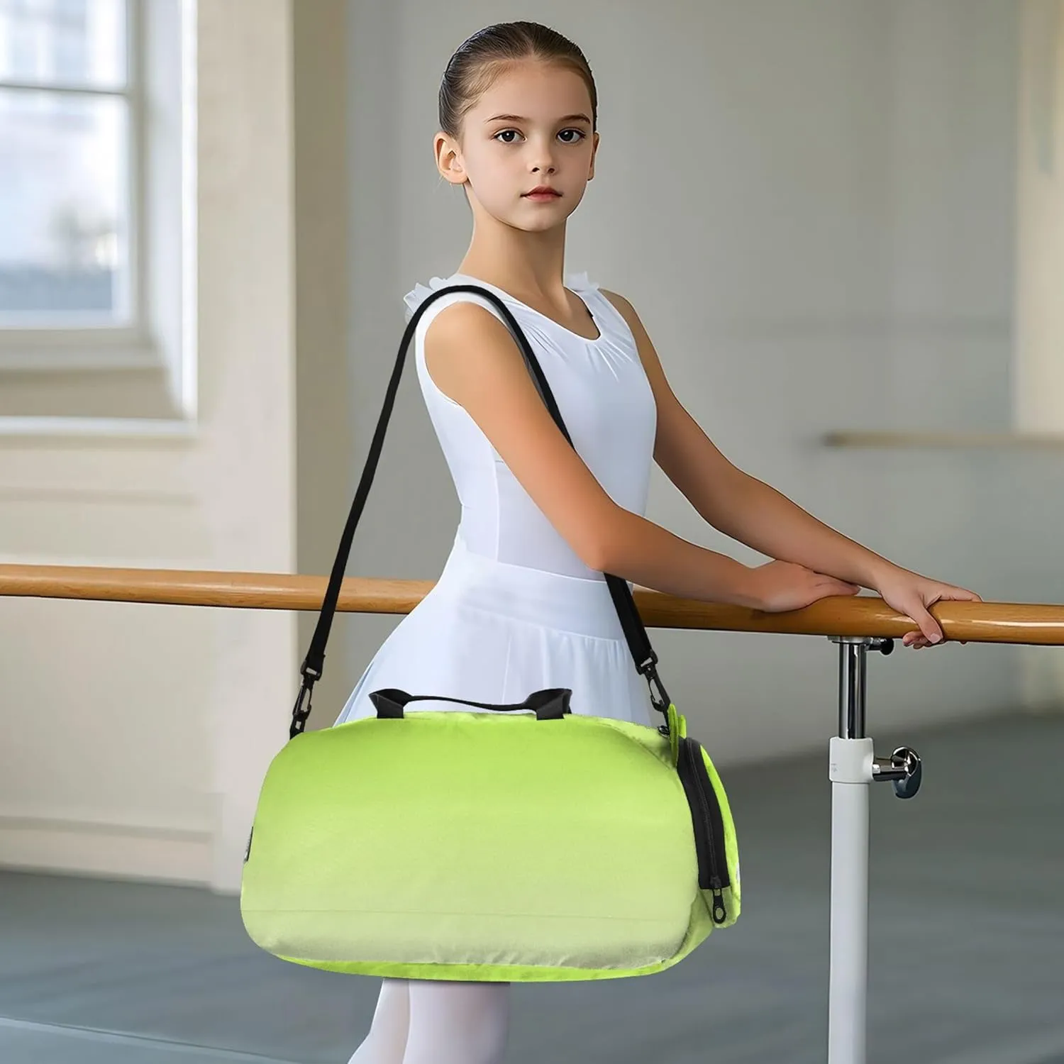 Lemon Green Snow White Gradient Girls Duffle Bags for Travel Overnight Weekender Duffel Gym Kids Luggage Carry on Duffel Bag for Boys