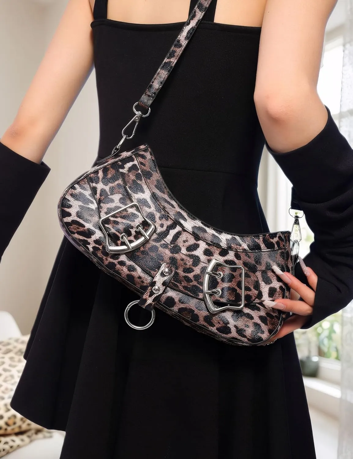 Leopard Print Leather Purse for Women Animal Cheetah Pattern Crossbody Shoulder Bags