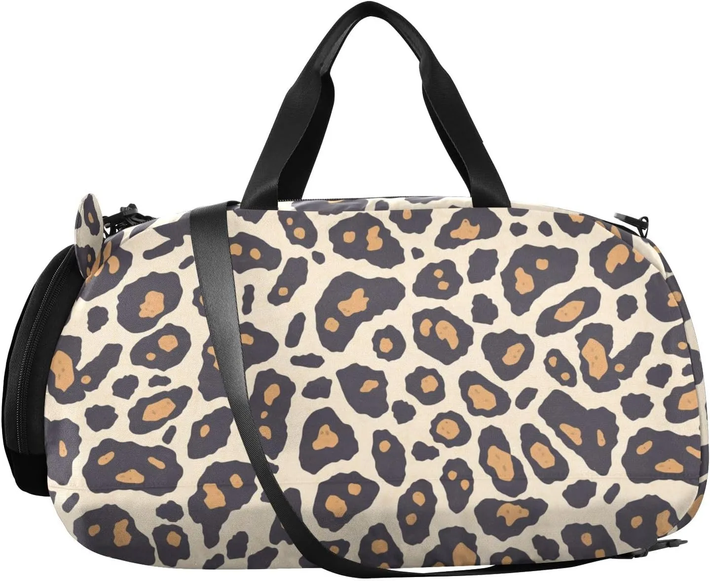Leopard Print Pattern Black Crossbody Bag with Shoes Compartment Fashion Side Bags for Date