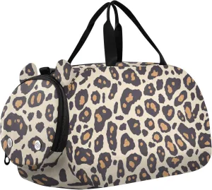 Leopard Print Pattern Black Crossbody Bag with Shoes Compartment Fashion Side Bags for Date