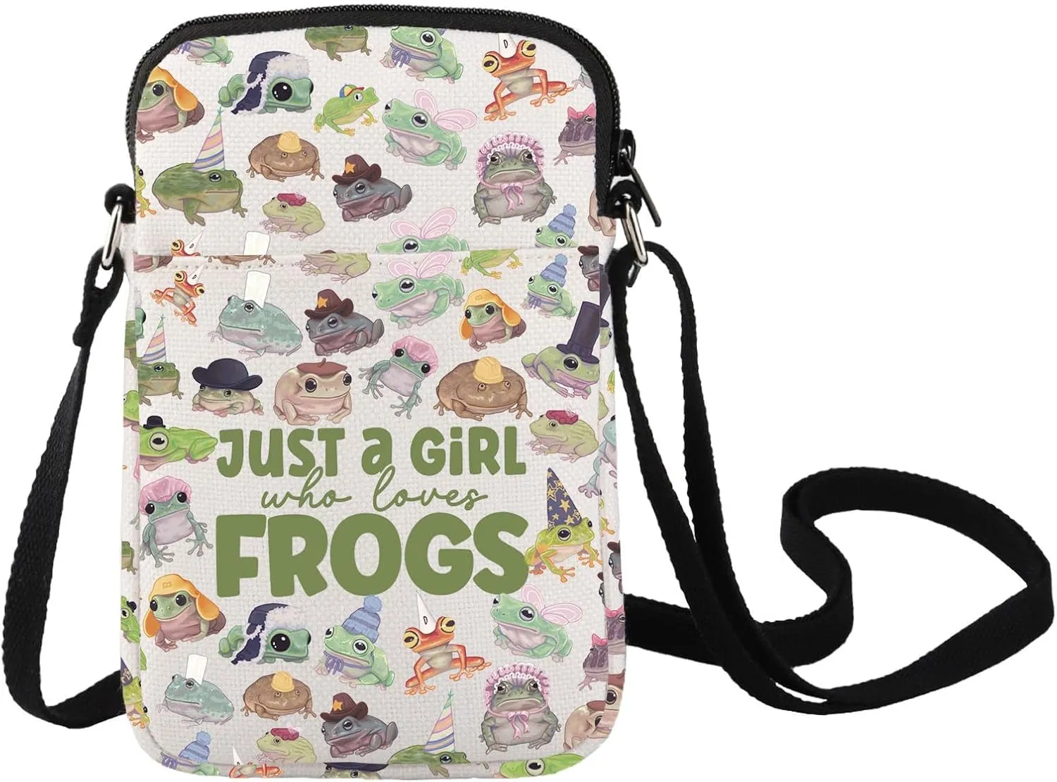 LEVLO Cartoon Frog Crossbody Bag Frog Lover Gift Frogs Animal Shoulder Bag Cartoon Frogs Merchandise