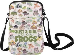 LEVLO Cartoon Frog Crossbody Bag Frog Lover Gift Frogs Animal Shoulder Bag Cartoon Frogs Merchandise