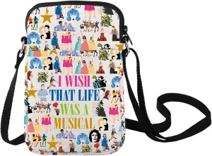 LEVLO Musical Crossbody Bag Drama Lover Gift I Wish That Life Was A Musical Theater Shoulder BagTheater Merch