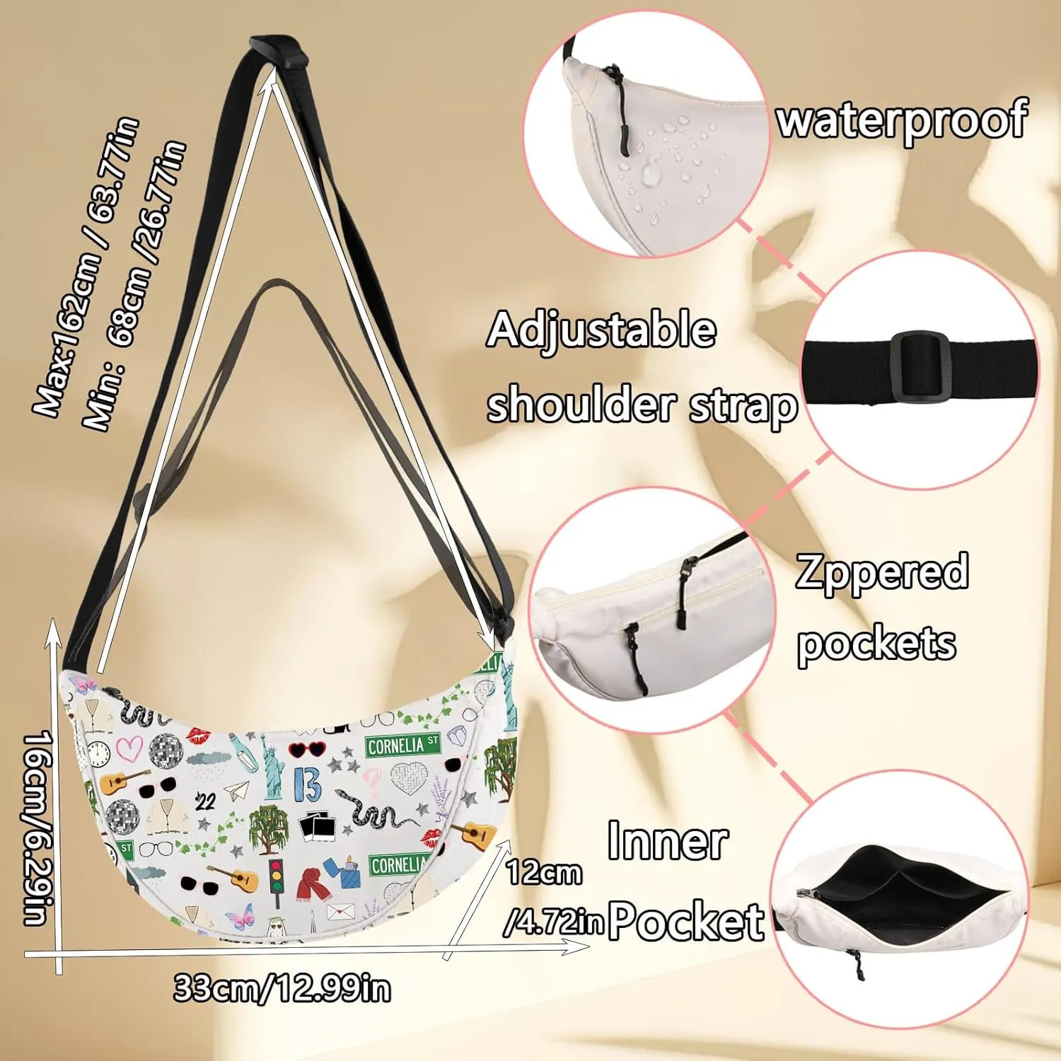 LEVLO Singer Album Crossbody Bag Singer Tour Fans Gift Song Concert Shoulder Bag Music Lover Merchandise