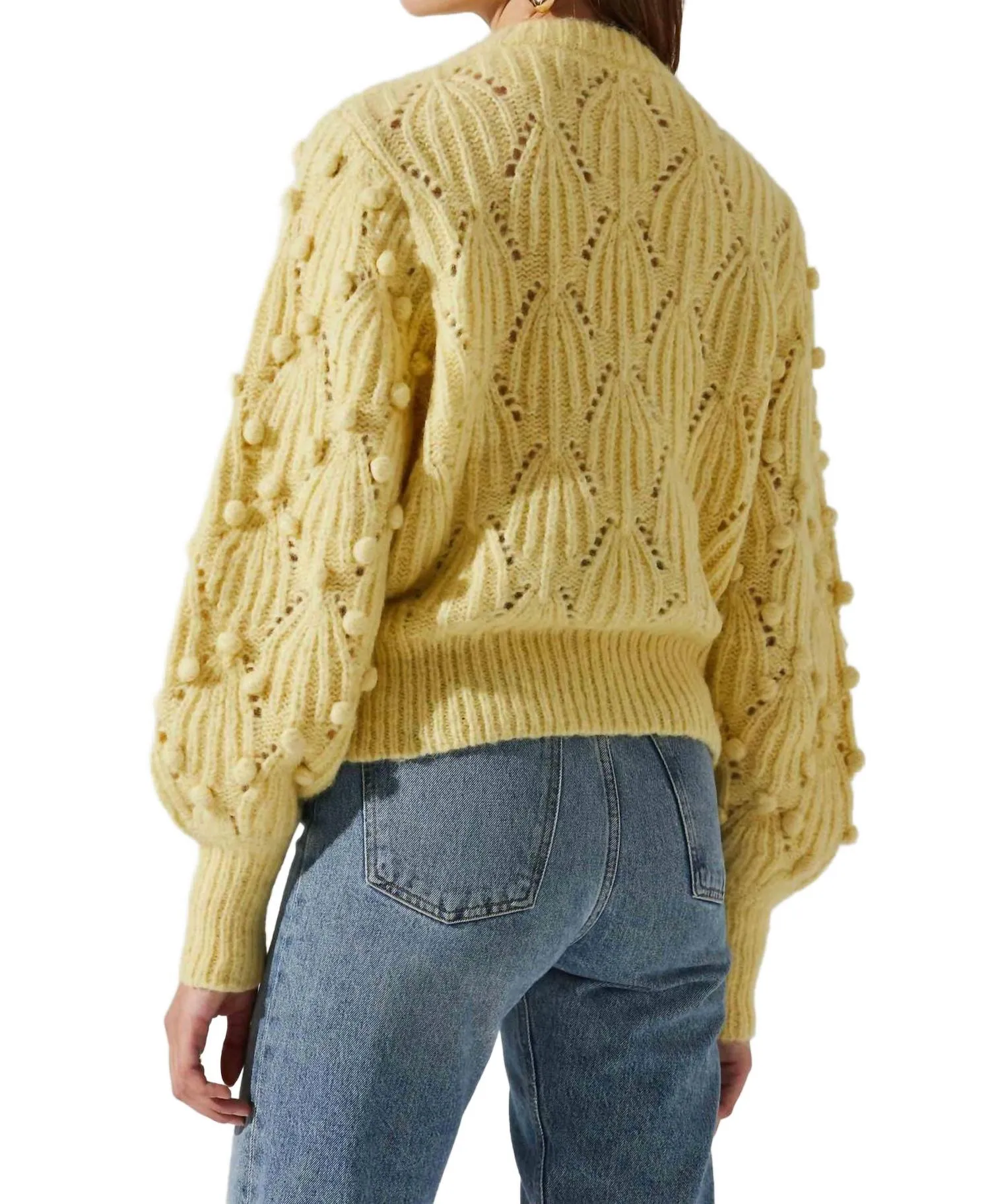Lexi Pom Pom Embellished Sweater In Yellow