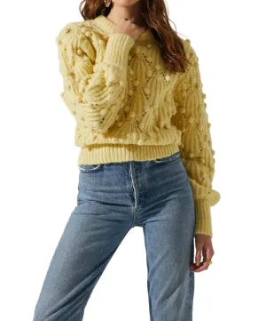 Lexi Pom Pom Embellished Sweater In Yellow