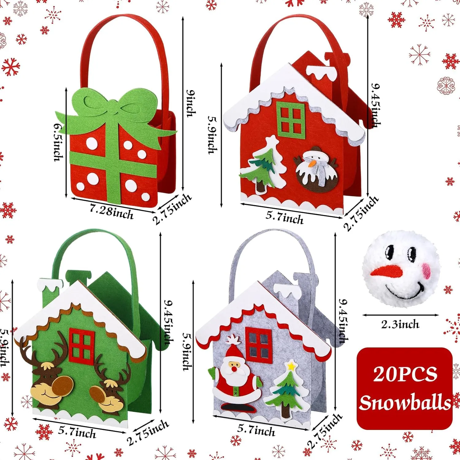 Leyndo 24 Pcs Christmas Snowball Fun Set Include 20 Snowmen Ball Fake Snowballs Indoor with 4 Funny Christmas Toy Bags for 14 Years Above Winter Party Fighting Game Decor