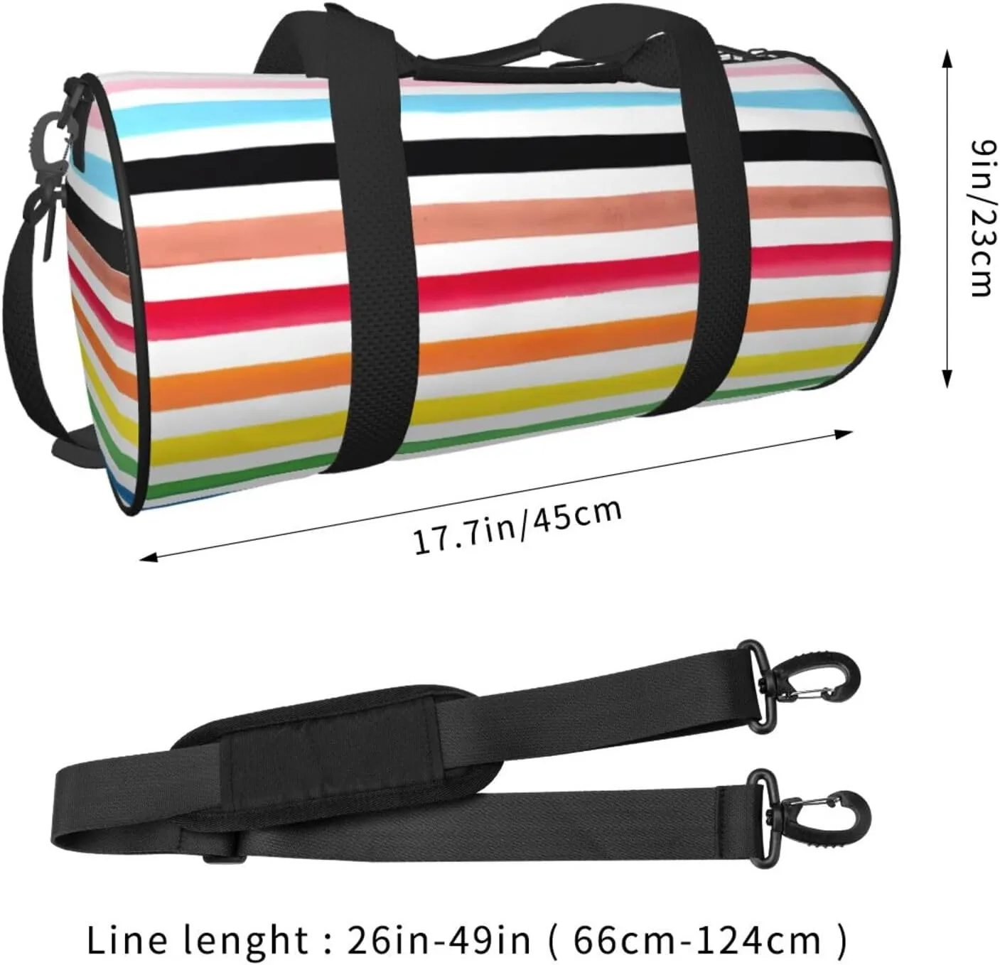 LGBT Pride Rainbow Gay Progress Pride Stripes Round Travel Duffel Bag Large Capacity Gym Sports Bags for Hiking Vacation Trips