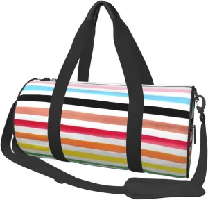 LGBT Pride Rainbow Gay Progress Pride Stripes Round Travel Duffel Bag Large Capacity Gym Sports Bags for Hiking Vacation Trips