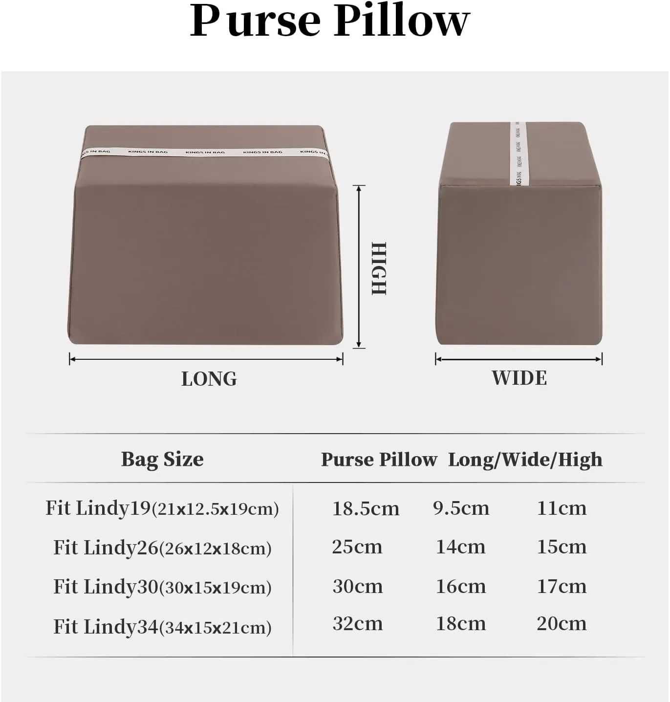 Lindy26 Purse Pillow Insert, Inner Sponge Compatible with Lindy26 Bags, Luxury Bag Lightweight Shaper with Silky Satins for Women Bags, Soft Memory Foam Inner (Etoupe grey, Lindy26)