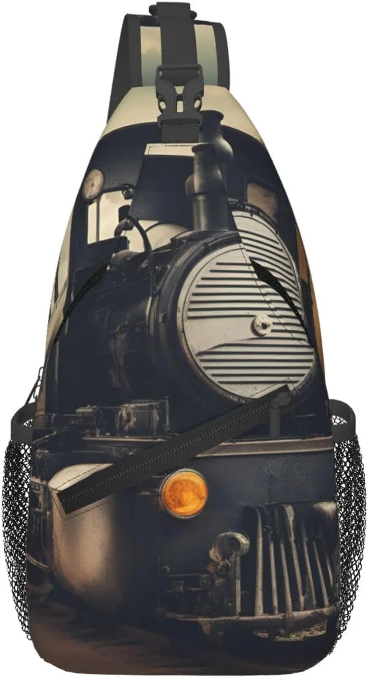 Locomotive Print Cross Chest Bag Diagonally Crossbody Shoulder Casual Fashion Travel Bag,Hiking Daypack