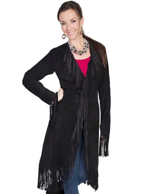 Long Suede Camel Color Jacket with Fringe S/L