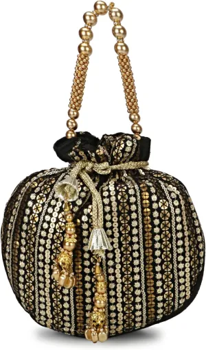 LONGING TO BUY Handcrafted Pearl and Bead Embellished Potli Bag, Potli Bag For Women