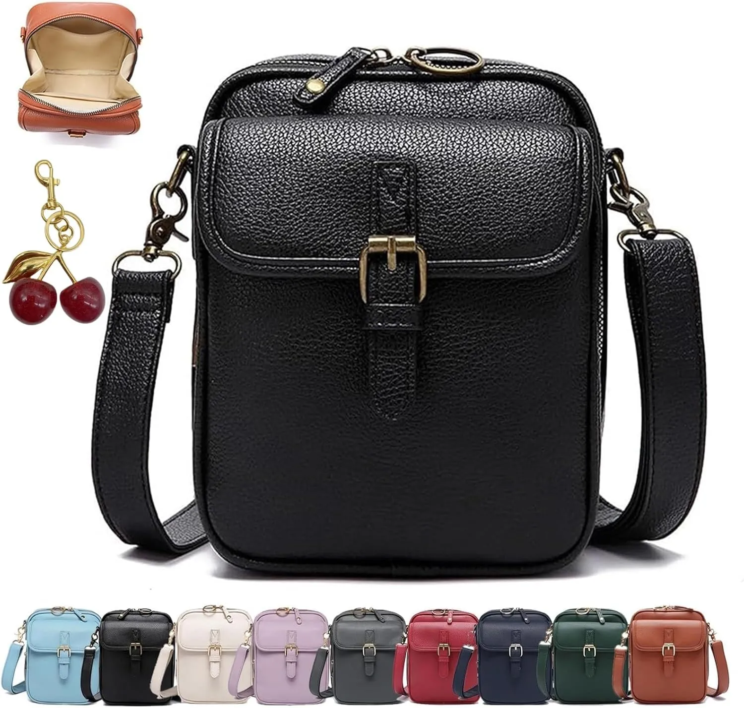 LONGLUAN Collaborate Crossbody Leather Bag, Collaboraten1 Crossbody Leather Bag, Vegan Corium Crossbody with Card Slots