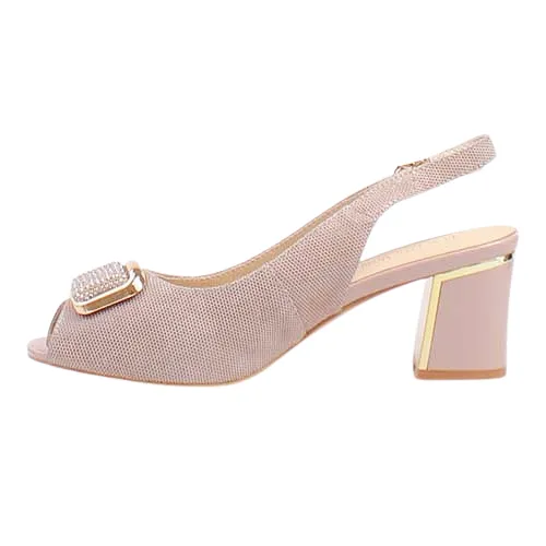 Loretta Vitale Peep Toe Sling Backs - C9610 - Apricot