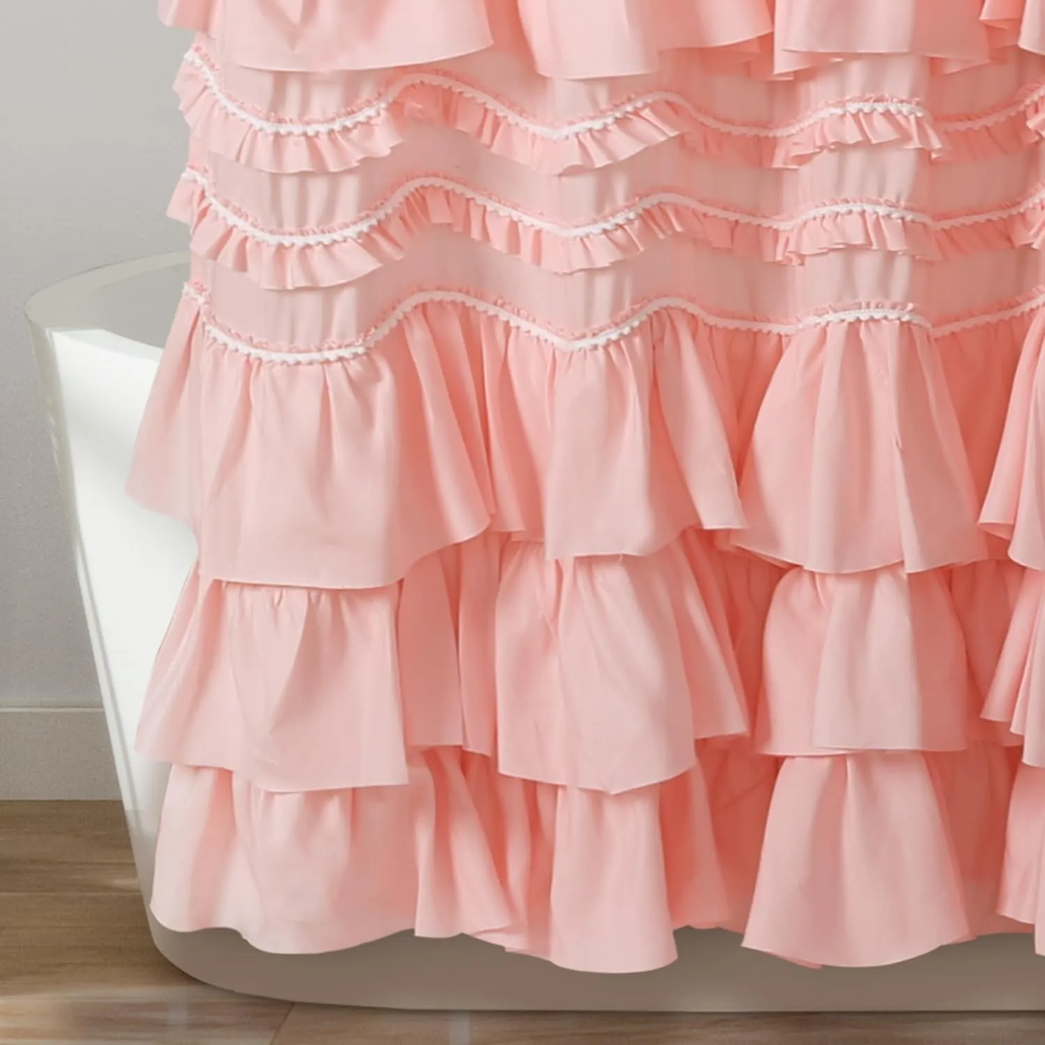 Lush Decor, 72" x 72", Kemmy Shower Curtain, Blush, Peachy Pink