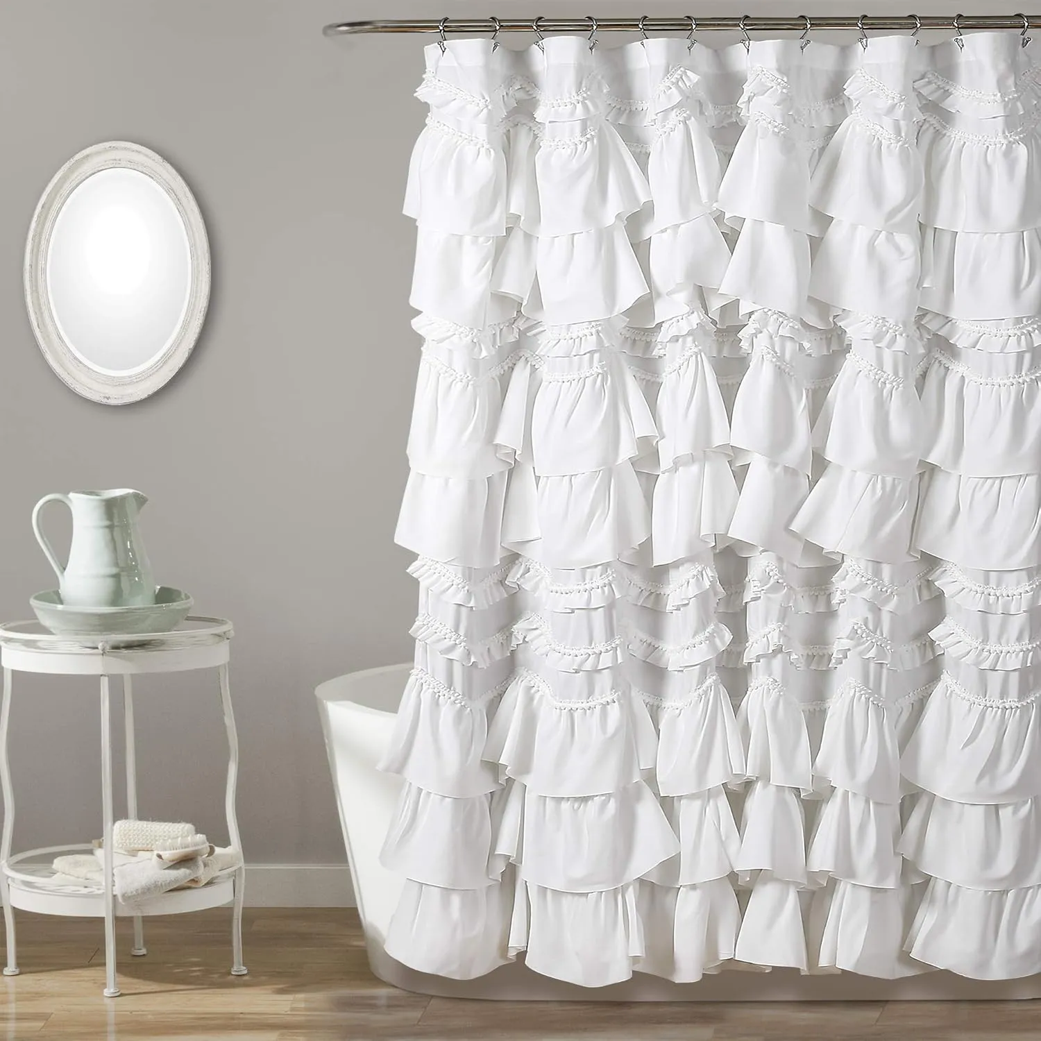 Lush Decor, 72" x 72", White Kemmy Shower Curtain