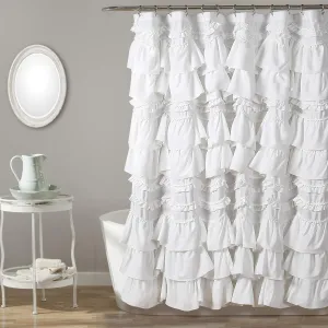 Lush Decor, 72" x 72", White Kemmy Shower Curtain