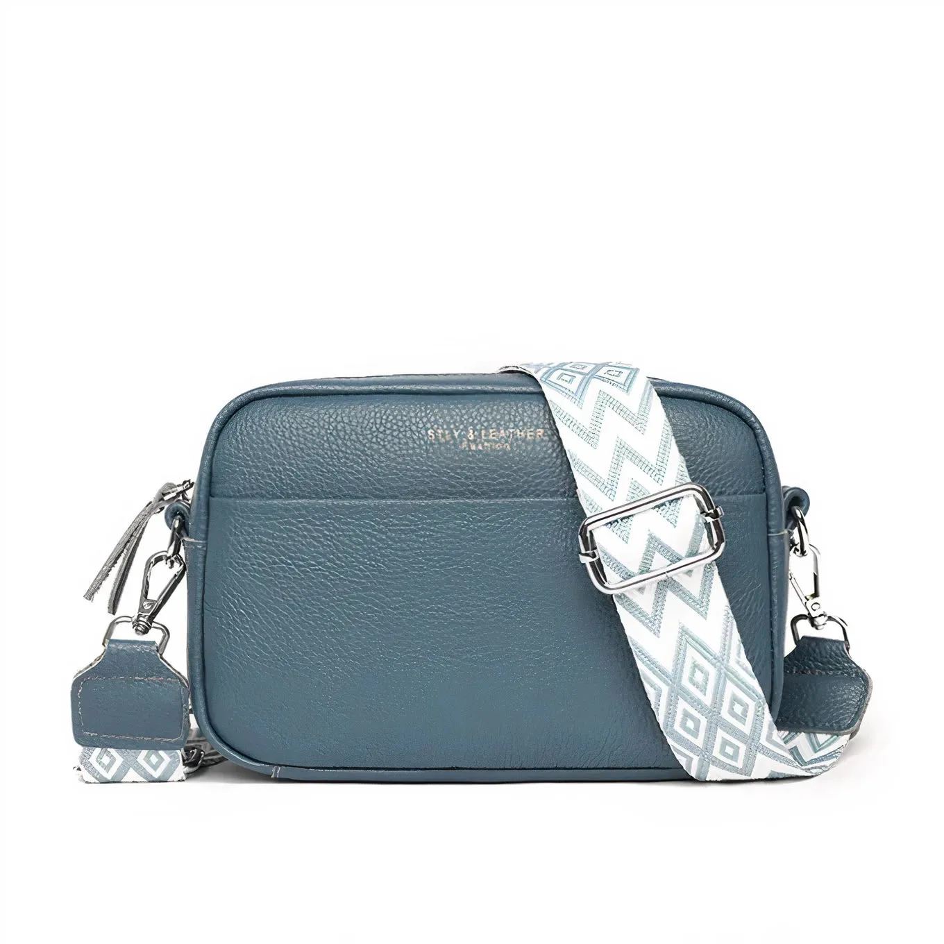 Luxury Black Leather Crossbody Bag with Geometric Strap