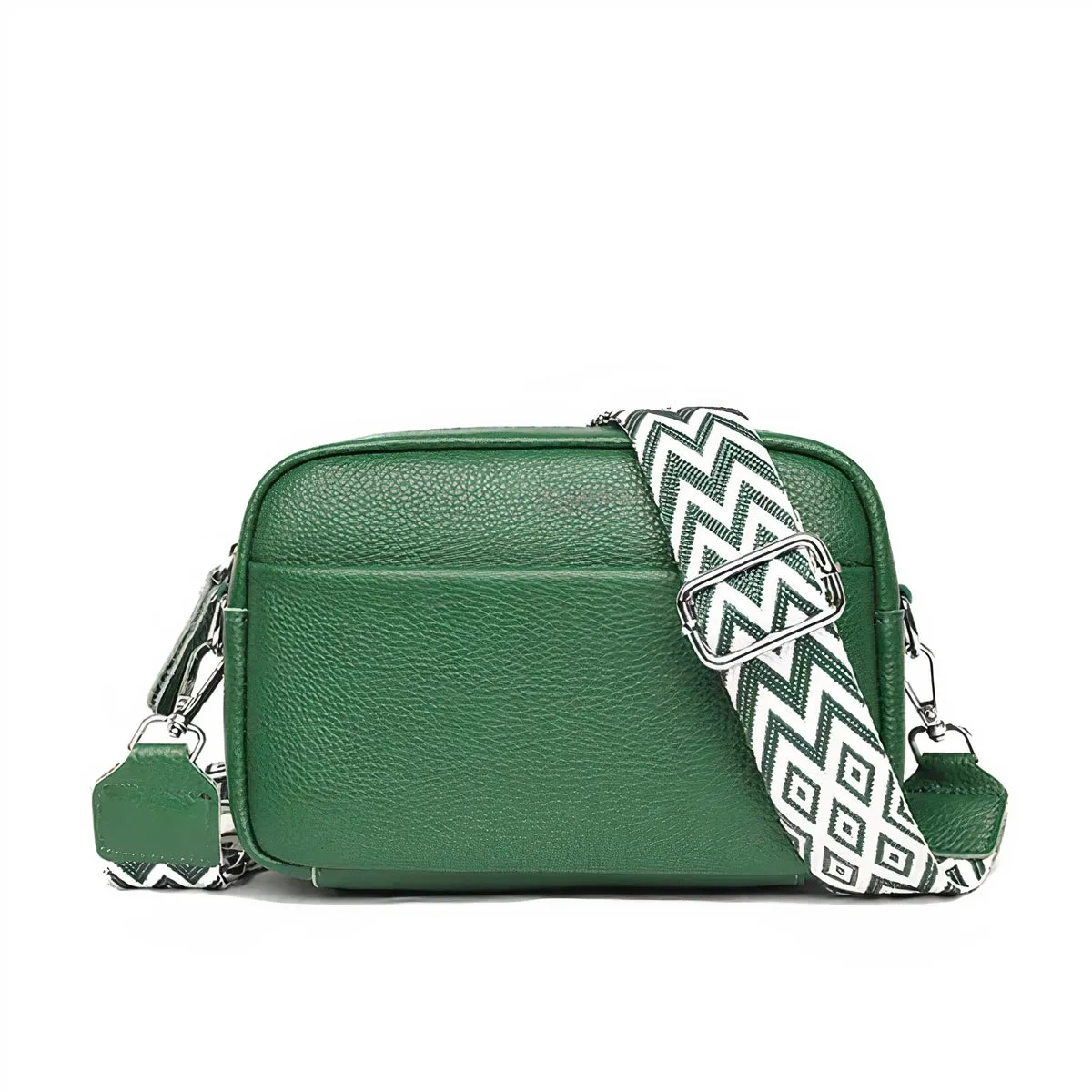 Luxury Black Leather Crossbody Bag with Geometric Strap