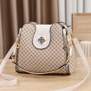 Luxury Design Women’s Handbag – New Bucket Shoulder Crossbody Bag with Flip Check Print, Large Capacity