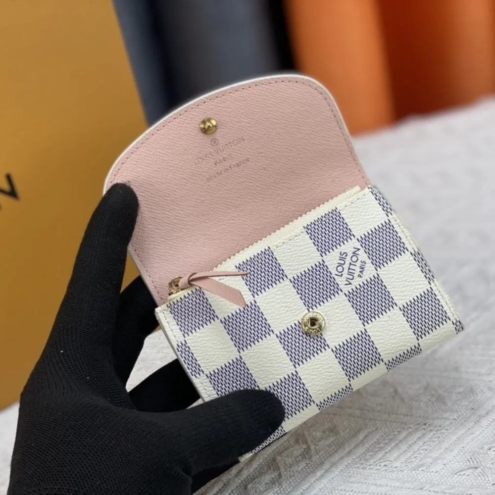 LV ROSALIE COIN DAMIER AZUR CANVAS BALLERINE PINK 11CM N61276