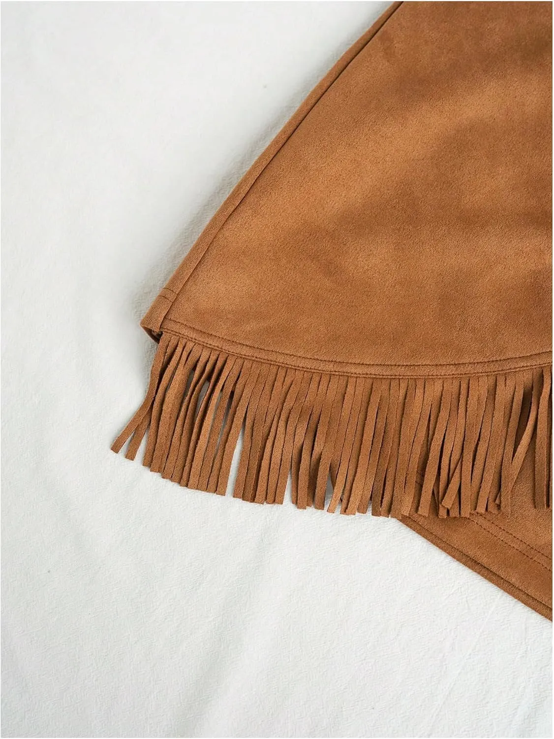 MakeMeChic Women's Faux Suede Mini Skirt Wrap Asymmetrical Knot Side Fringe Bodycon Skirts