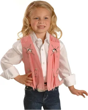 M&F Western Products Girls' Faux Suede Cowgirl Vest Pink X-Large