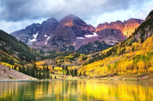 Maroon Bells Photography, Sunrise View of Maroon Bells in Autumn Photo Print, Colorado Wall Art, Aspen Home Decor, 8x10 to 24x36