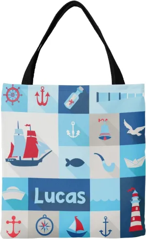 Martine Anchor Personalized Canvas Tote Bags, Reusable Bags for Shopping,Travel,School Handbag Gift