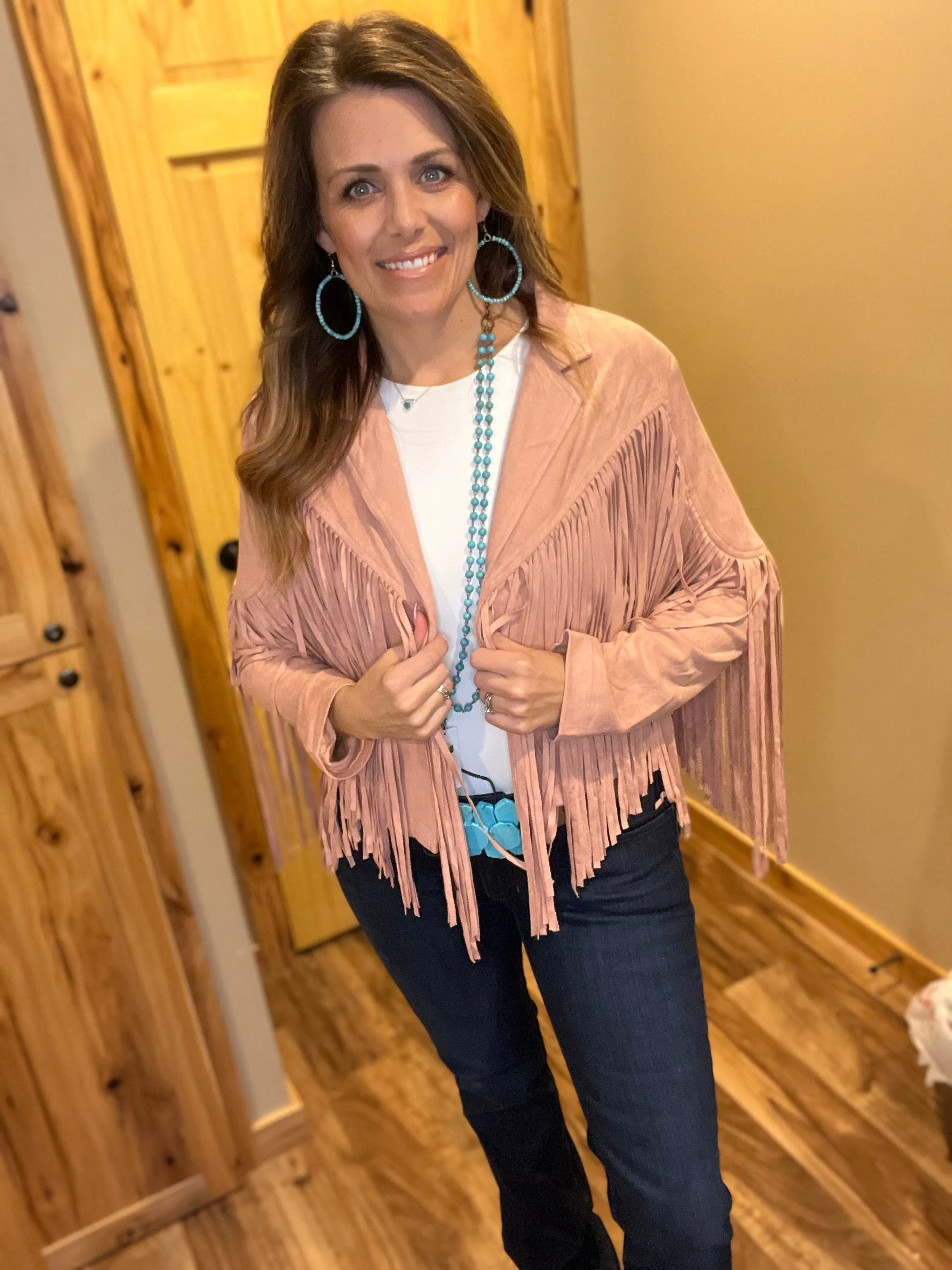Mauve/Black Shania Fringe Jacket