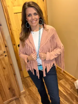 Mauve/Black Shania Fringe Jacket