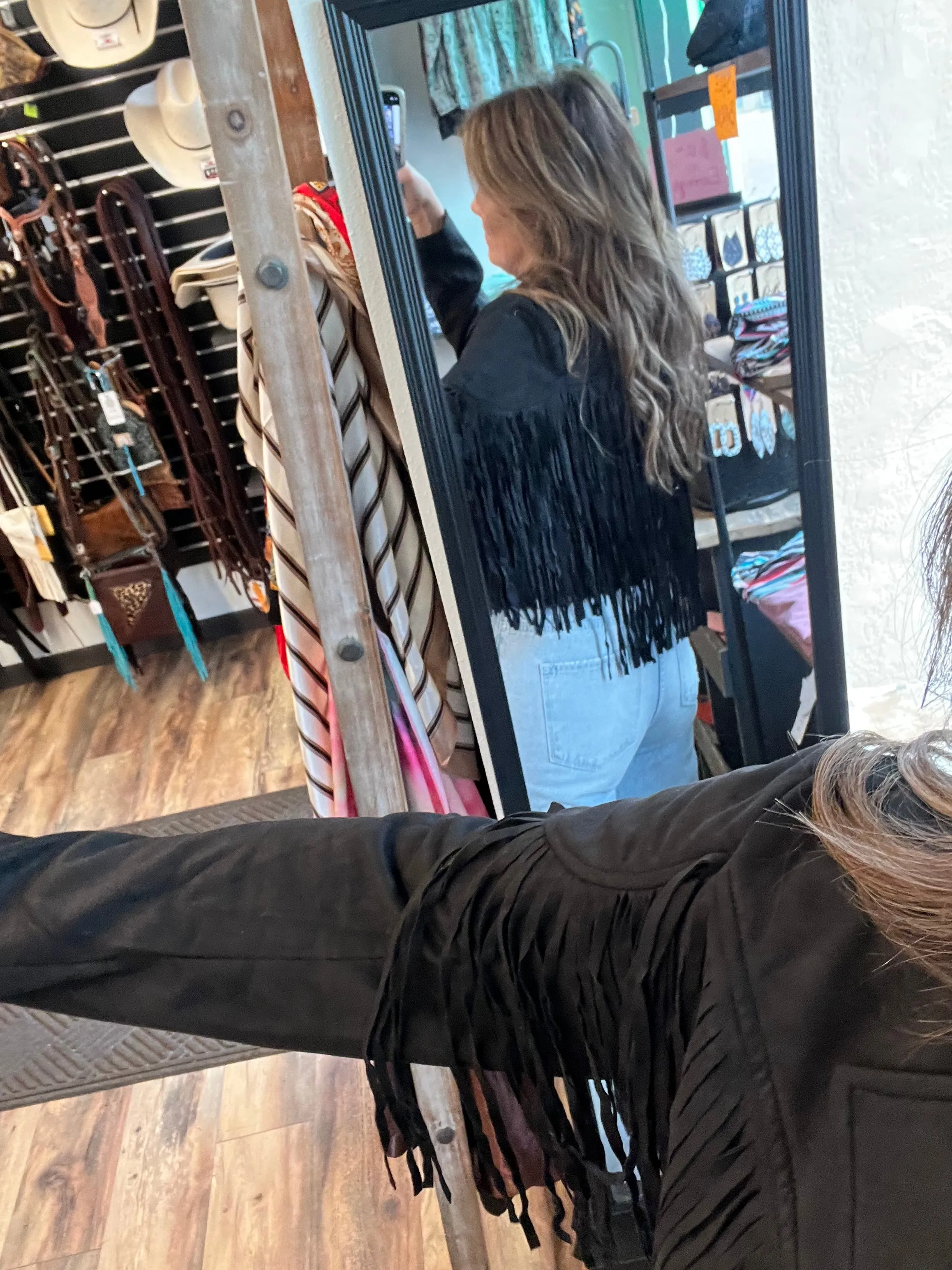 Mauve/Black Shania Fringe Jacket