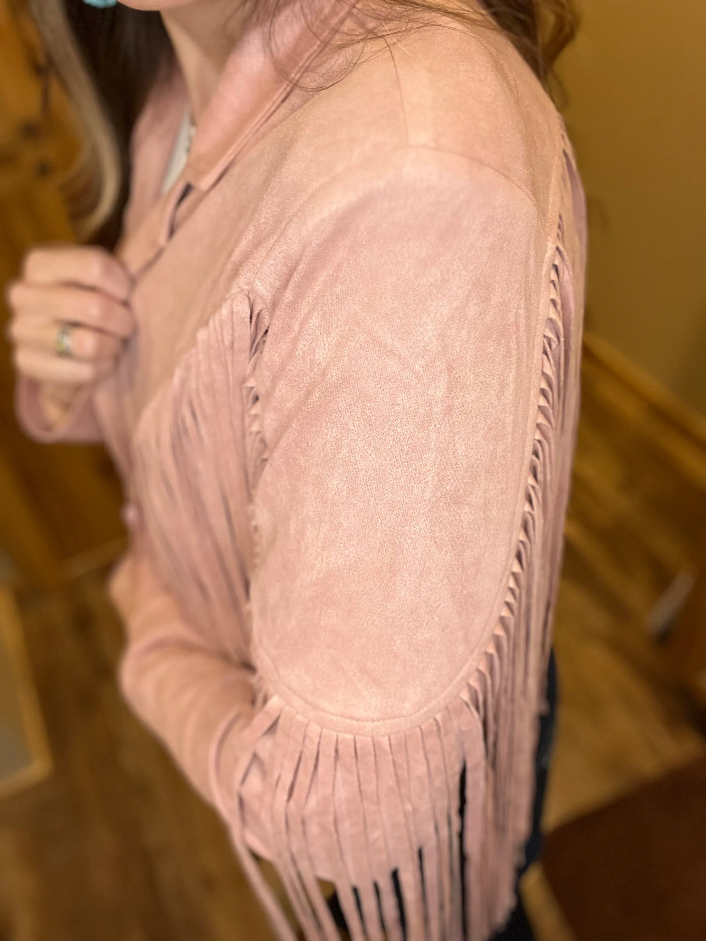 Mauve/Black Shania Fringe Jacket