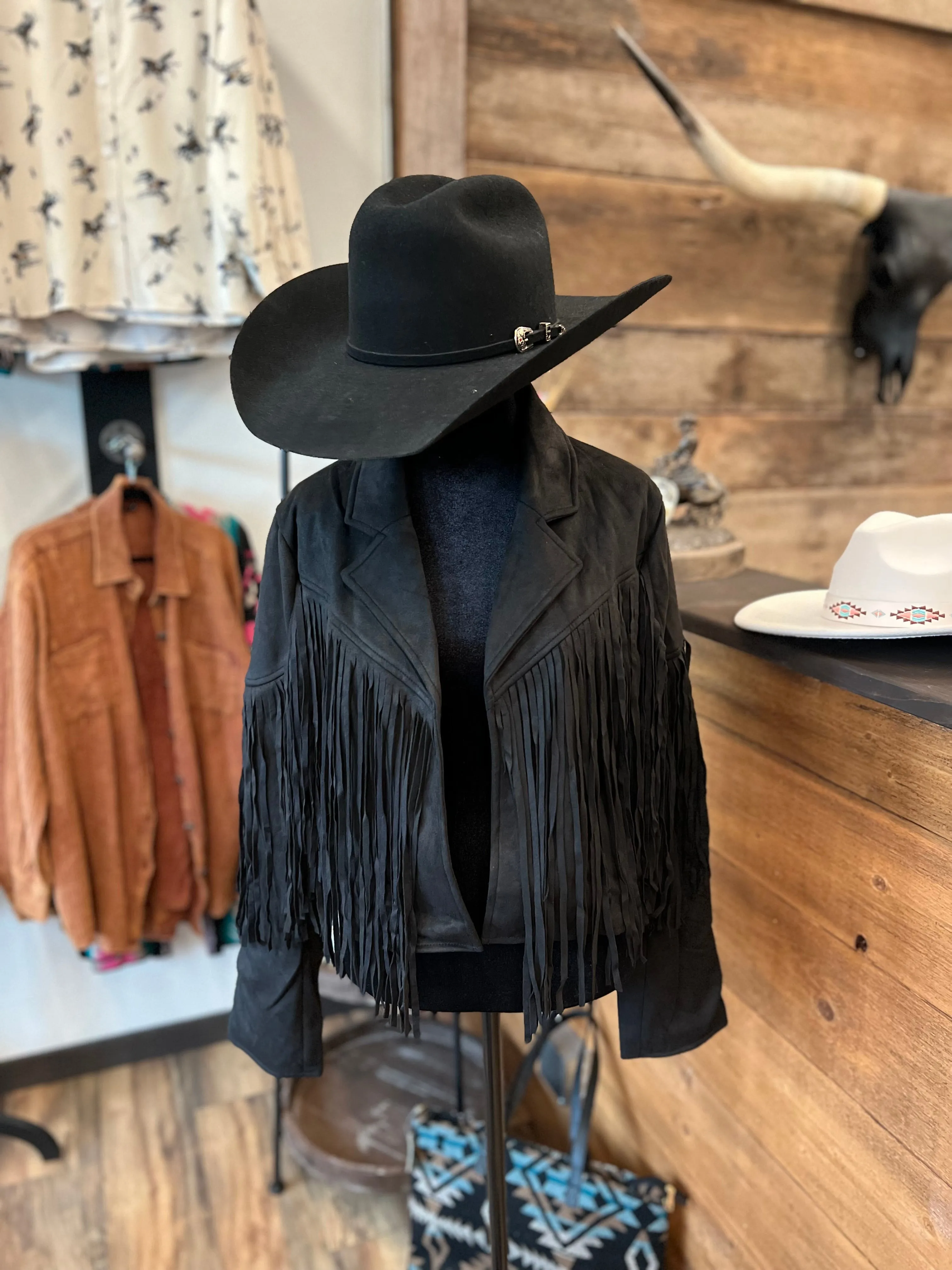 Mauve/Black Shania Fringe Jacket