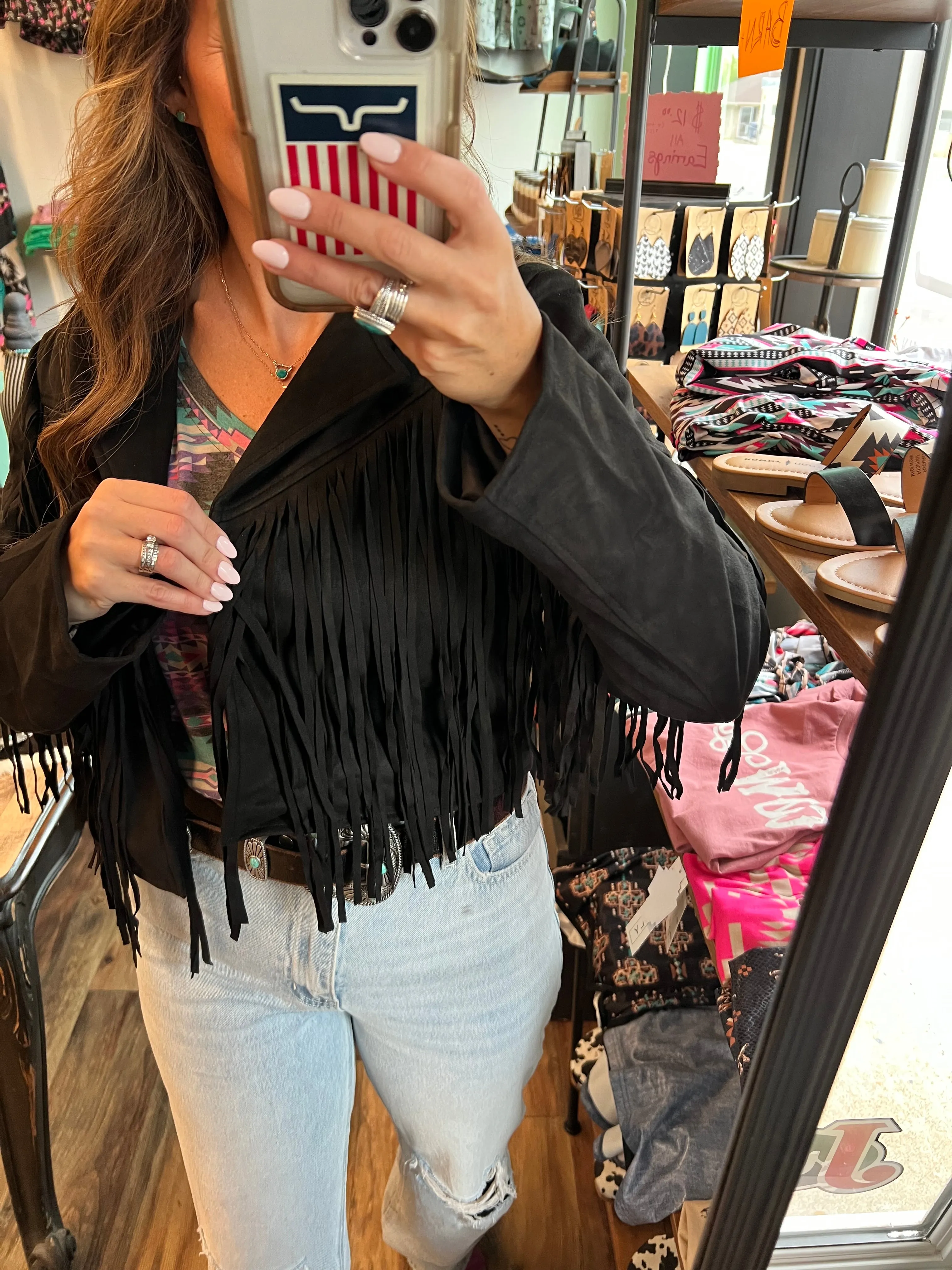 Mauve/Black Shania Fringe Jacket