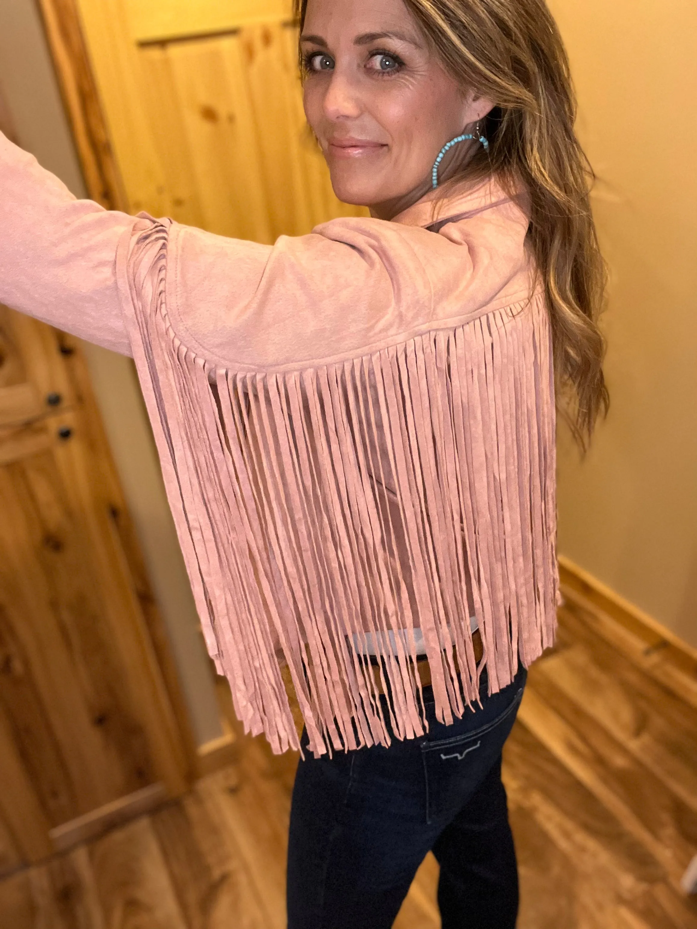 Mauve/Black Shania Fringe Jacket