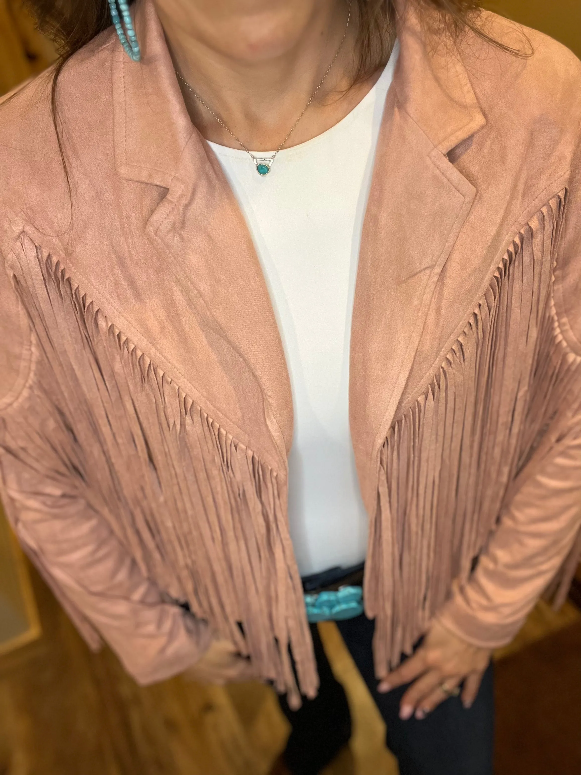 Mauve/Black Shania Fringe Jacket