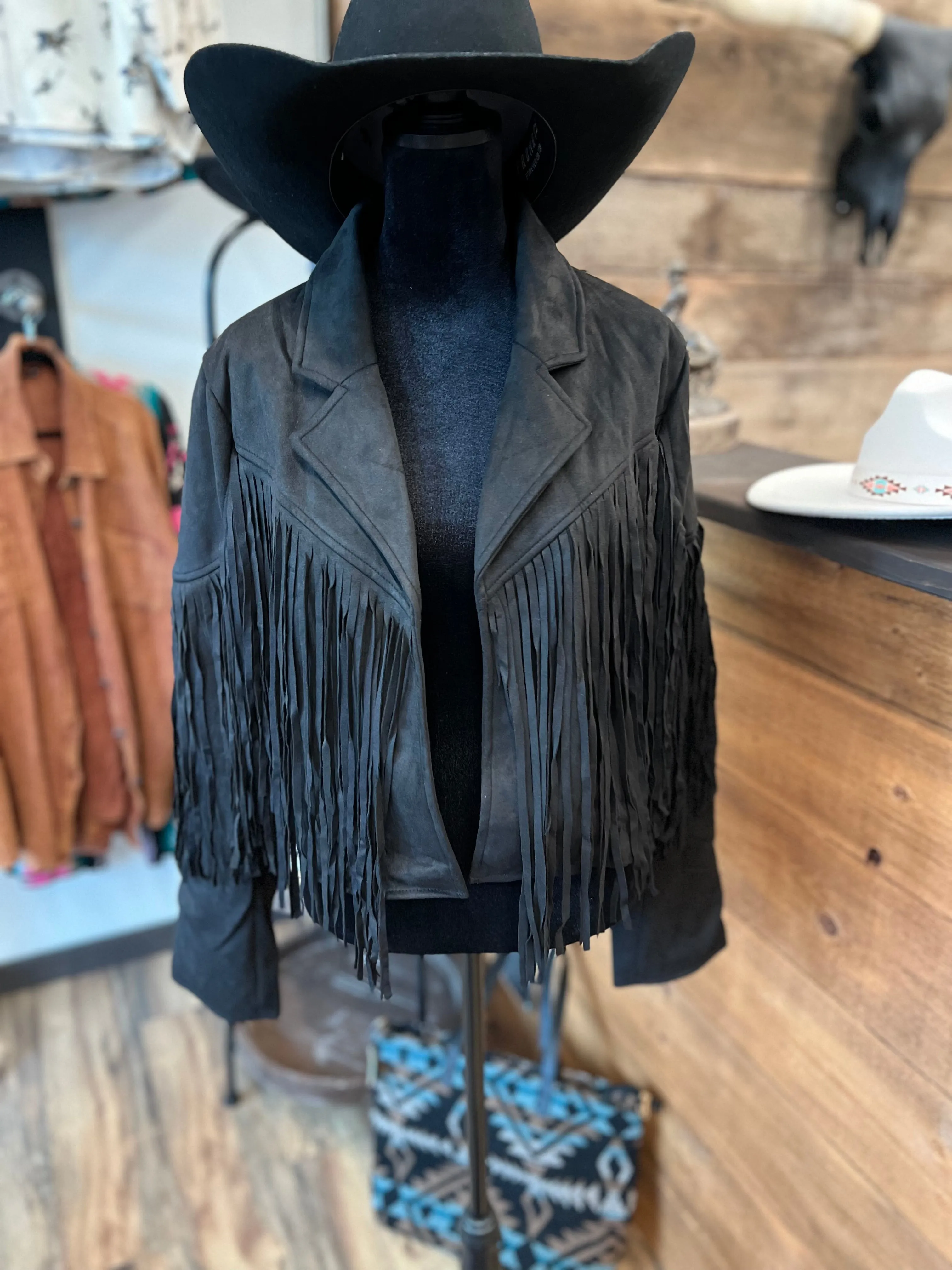 Mauve/Black Shania Fringe Jacket