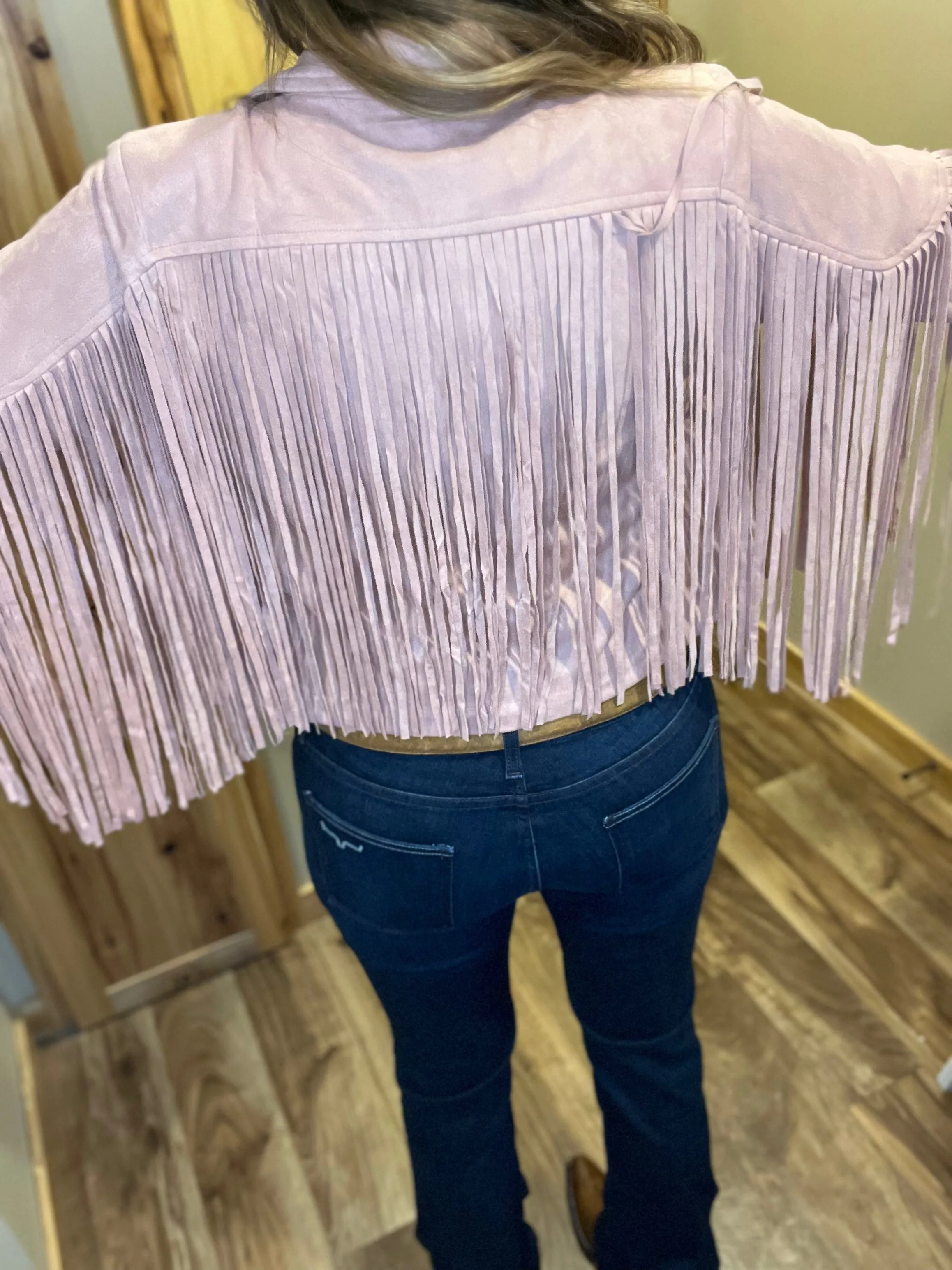 Mauve/Black Shania Fringe Jacket