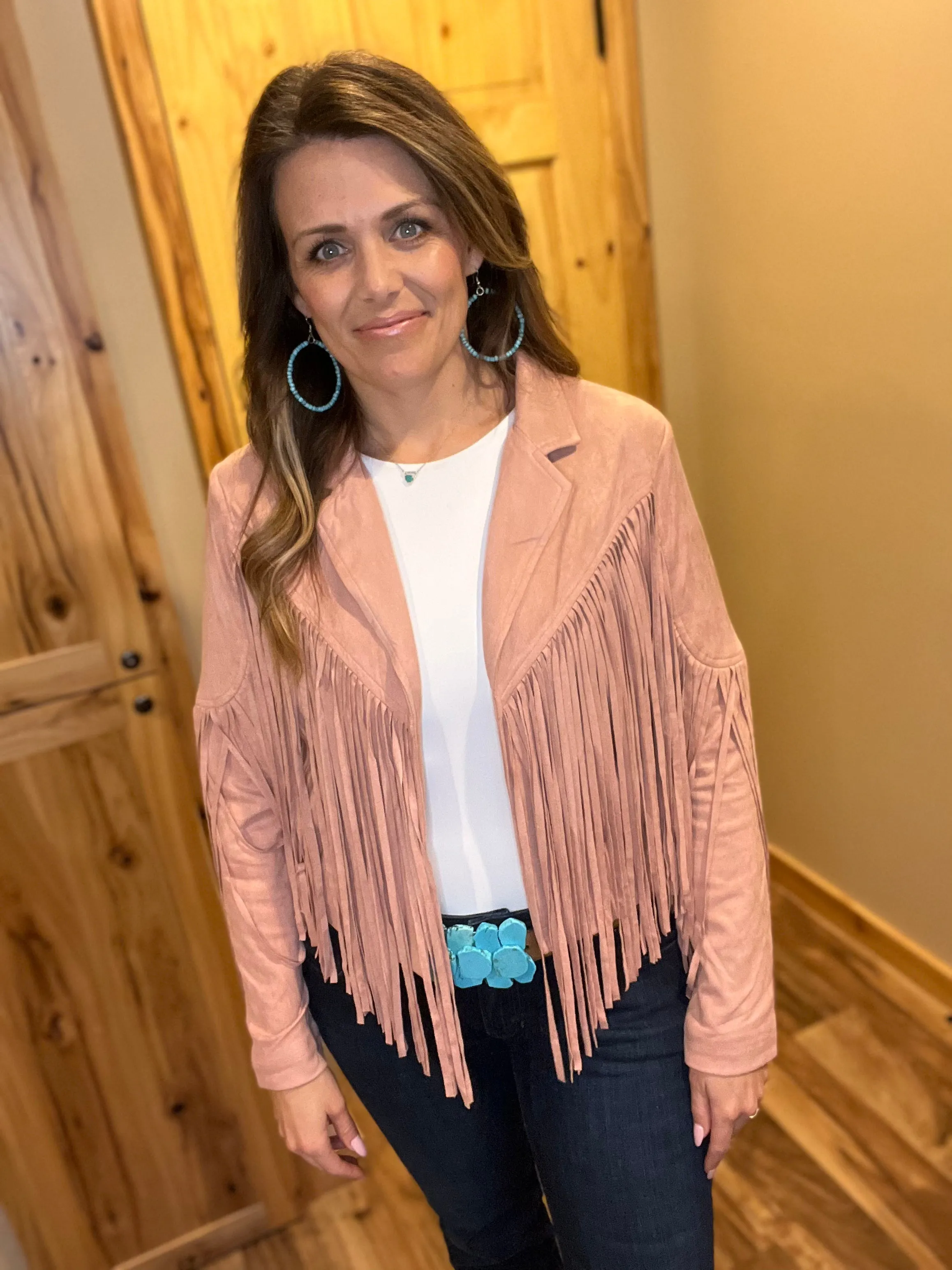 Mauve/Black Shania Fringe Jacket