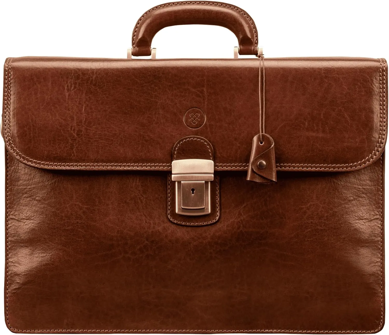 Maxwell Scott - Mens Luxury Full Grain Leather Classic Work Briefcase with Shoulder Strap - 3 Section - The Paolo3