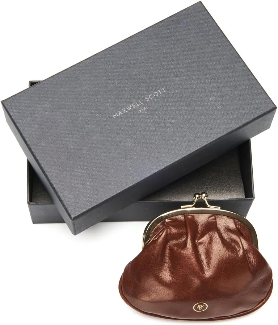 Maxwell Scott - Womens Luxury Leather Ball Clasp Coin Pouch Pocket Wallet - Made from Italian Full Grain Hides - The Sabina