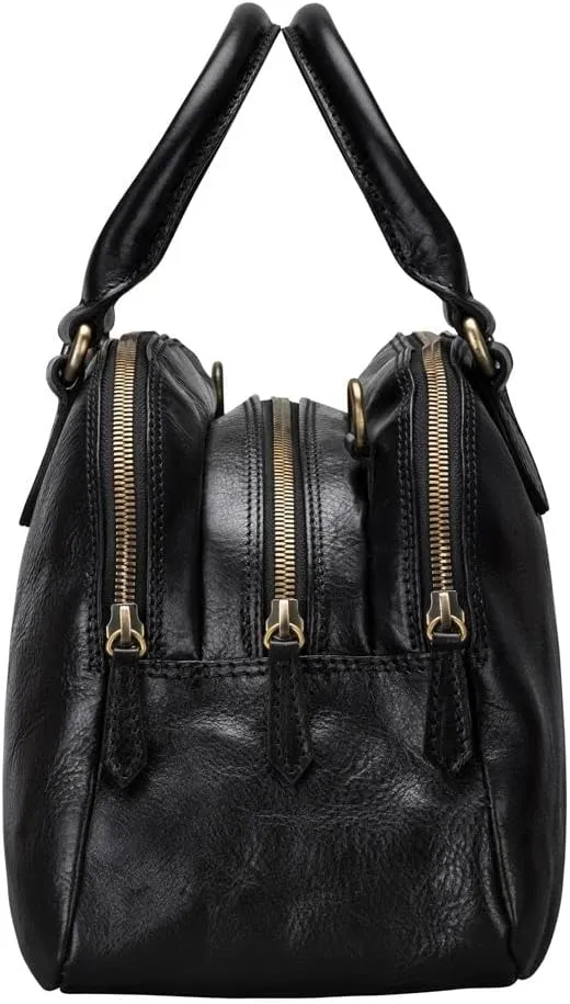 Maxwell Scott - Womens Luxury Leather Triple Zip Bowling Bag Purse with Shoulder Strap - Made in Italy - The LilianaS