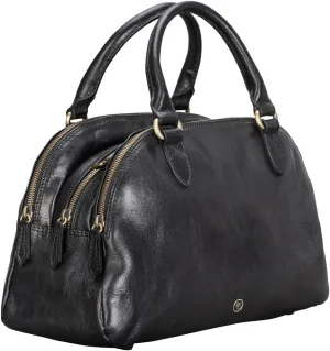 Maxwell Scott - Womens Luxury Leather Triple Zip Bowling Bag Purse with Shoulder Strap - Made in Italy - The LilianaS