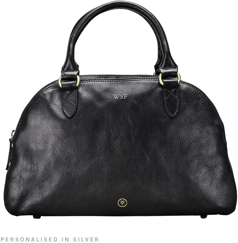 Maxwell Scott - Womens Luxury Leather Triple Zip Bowling Bag Purse with Shoulder Strap - Made in Italy - The LilianaS
