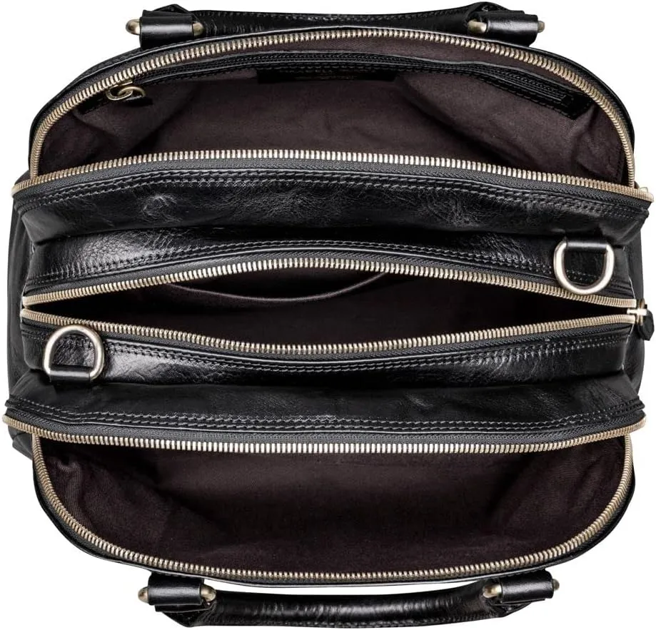 Maxwell Scott - Womens Luxury Leather Triple Zip Bowling Bag Purse with Shoulder Strap - Made in Italy - The LilianaS