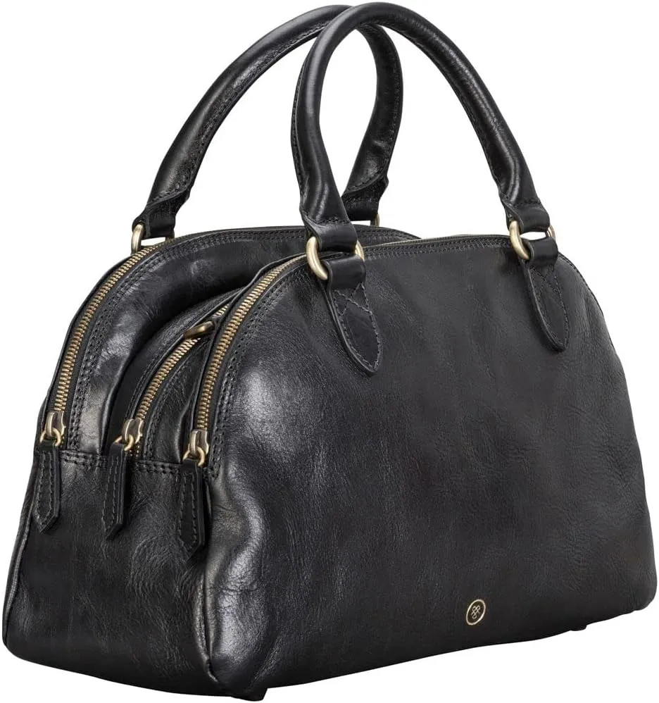 Maxwell Scott - Womens Luxury Leather Triple Zip Bowling Bag Purse with Shoulder Strap - Made in Italy - The LilianaS
