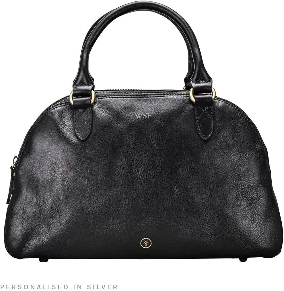 Maxwell Scott - Womens Luxury Leather Triple Zip Bowling Bag Purse with Shoulder Strap - Made in Italy - The LilianaS
