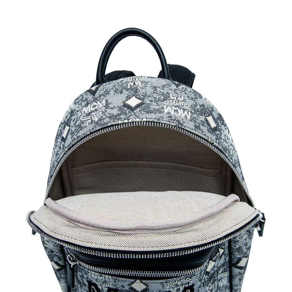 MCM Vintage Monogram Jacquard Backpack Bag Grey  Mini